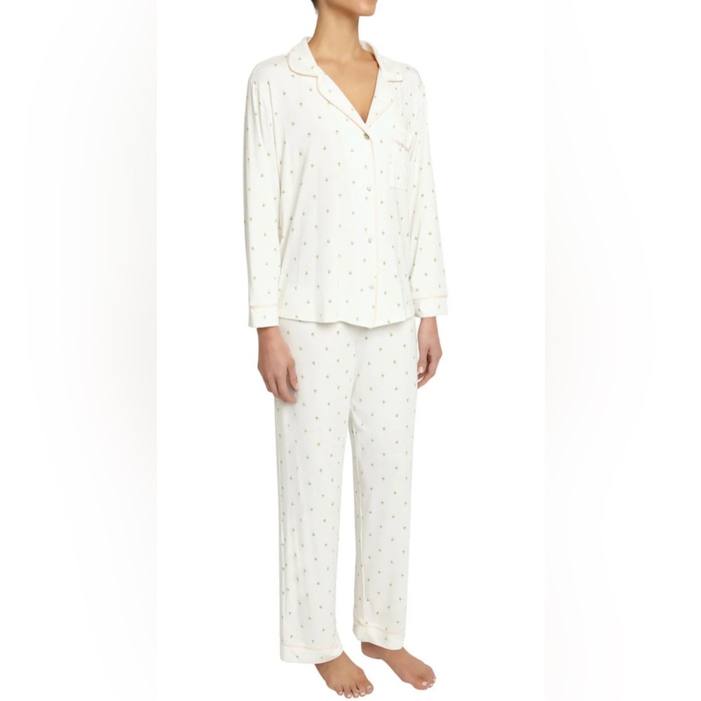 BNWT Eberjey Cream Palm Tree Pajama Set Size XL